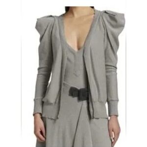 Johanna Ortiz Metallic Gray cardigan and bodysuit midst set size L NWT